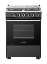 Akai 4-Burner Cooking Range, Full Safety Double Glass Door, Electric Ignition, CRMA-M66BCFS, Black