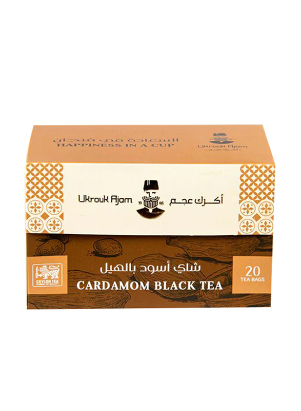 Ukrouk Ajam Classic Black Tea Cardamom Black Tea, 20 Tea Bags