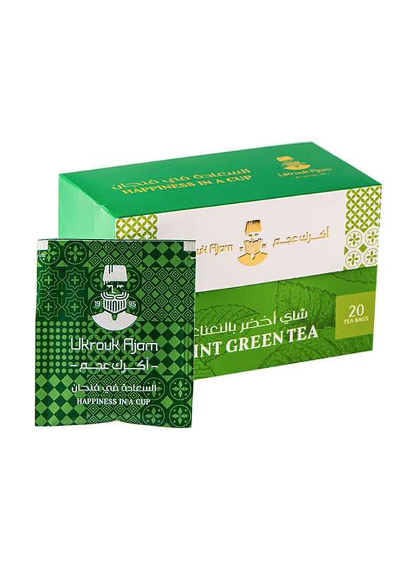 Ukrouk Ajam Pure Ceylon Mint Green Tea, 20 Tea Bags
