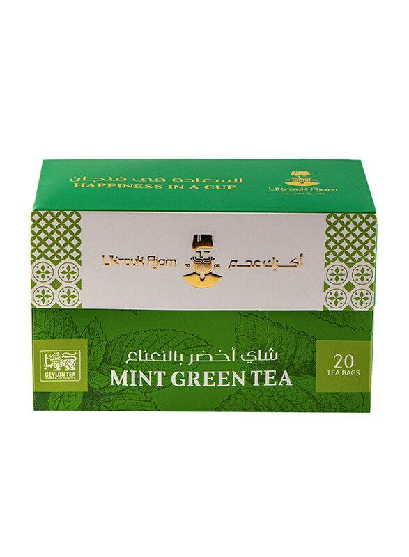 Ukrouk Ajam Pure Ceylon Mint Green Tea, 20 Tea Bags