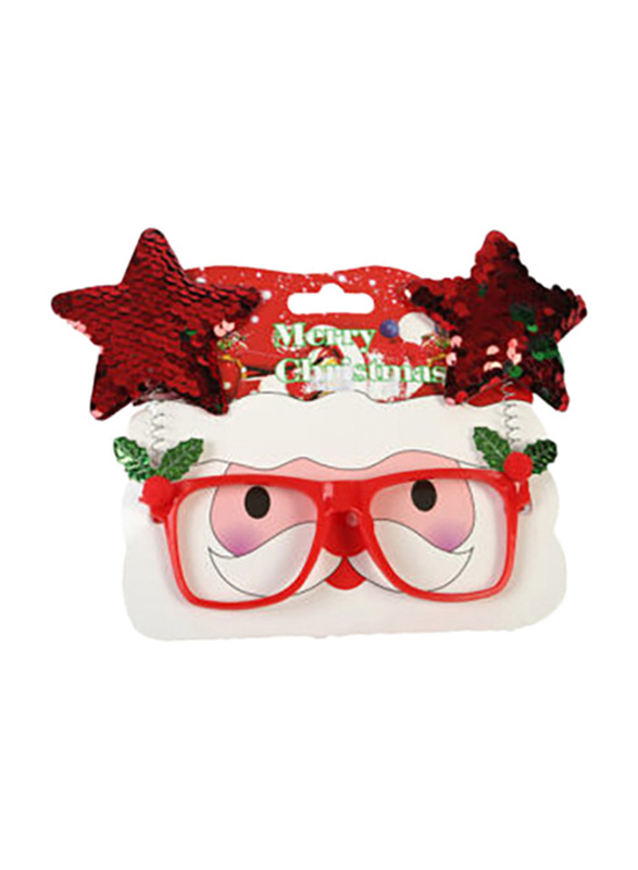 Merry Christmas Sequin Star Goggle Glasses Frame, 14cm, Multicolour