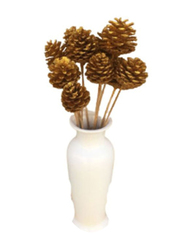 Eco Flowers 6-Piece Dried Pine Cone Christmas Vase Flower Filler, Gold