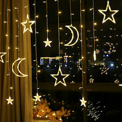 Kaf Craft Eid Moon & Star Light String Decoration Ramadan Light, 22cm, Gold