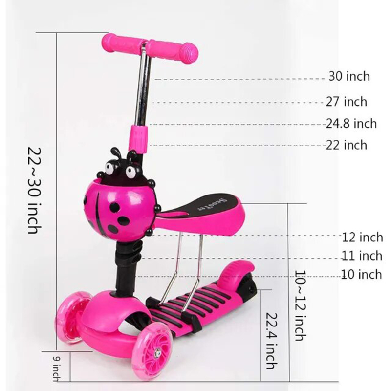 Mindset 3-in-1 Scooter for Girls, 22-30 inch, Pink