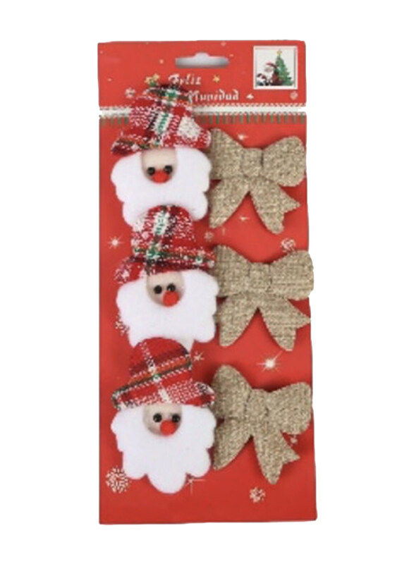 

Merry Christmas Santa Bow and Clip, 6 Pieces, Multicolour