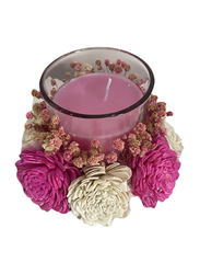 Eco Flowers Handcrafted Strawberry Candles with Eco Dried Flowers, Pink