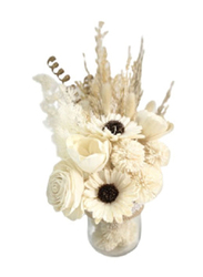 Eco Flowers Dried Flowers in Vase, White