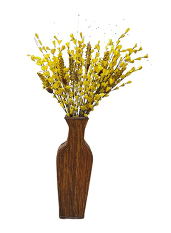 Eco Flowers Floor Handcrafted Bamboo Vase, Yellow