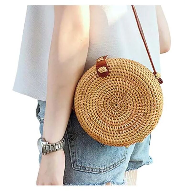 Cherrypick - Handmade Eco Bamboo Boho Basket  Bag - Cream