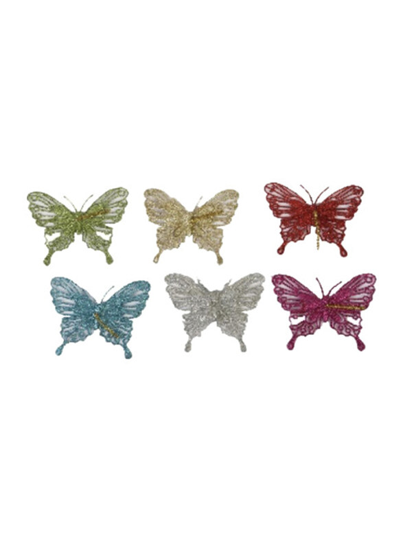 

Merry Christmas Glitter Butterfly Hanging Ornament, 6 Pieces, Multicolour