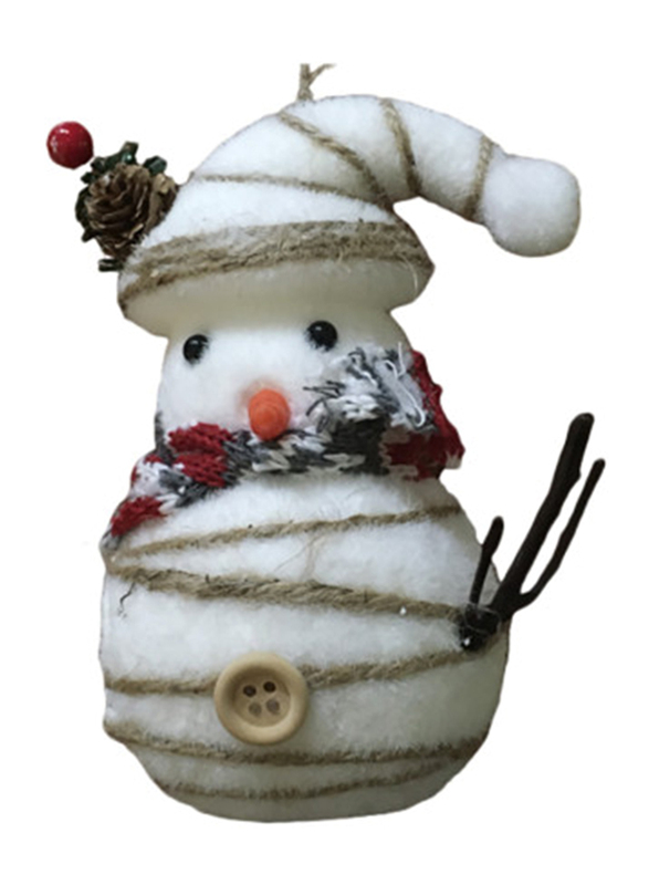 Merry Christmas Snow Man Hanging Decoration, 20cm, White