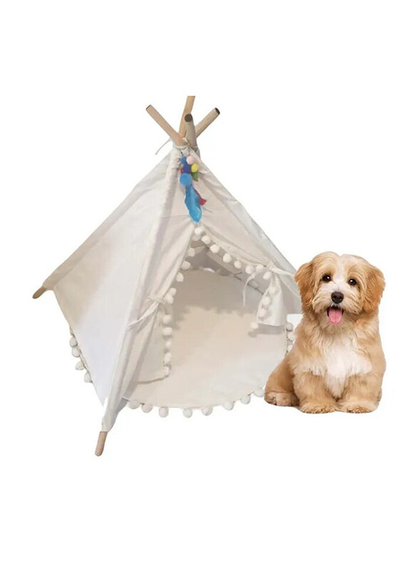 

Cherrypick Cotton Dog Pet Teepee House with Mattress, White