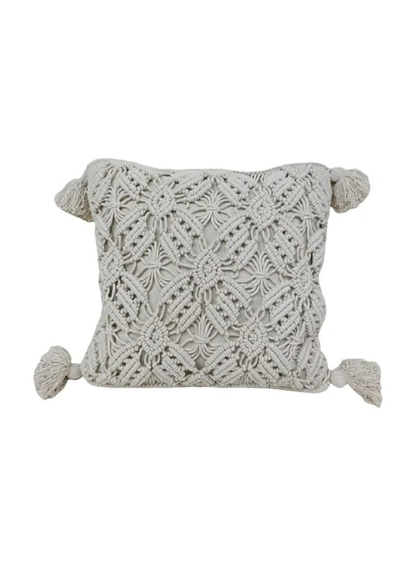 Cherrypick Macrame Cushion Cover with Pillow, Grey