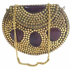 Kaf Craft - Handcrafted Stone Mosaic Clutches/ Purse - Gold