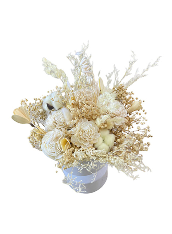 Eco Flowers Snow-White Dried Flower Bouquet, White