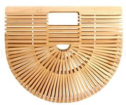 Kaf Craft - Wooden Bamboo Bag - Beige