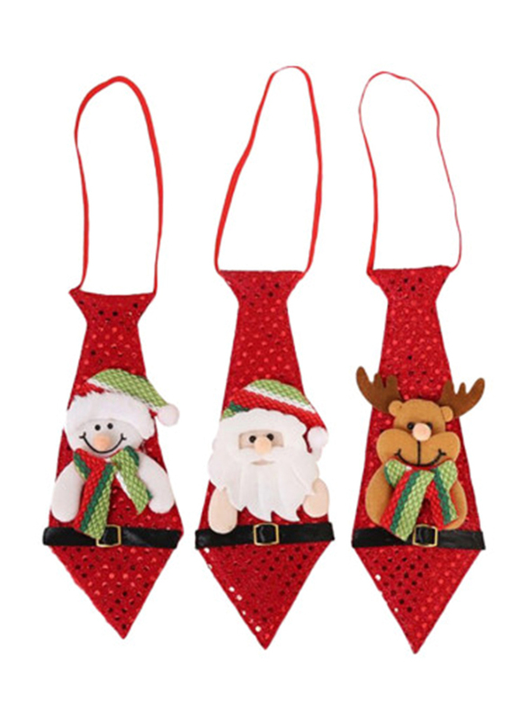 

Merry Christmas Christmas Tie Decoration, 3 Pieces, Red