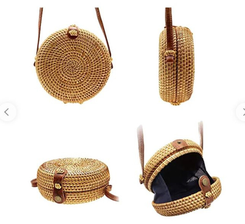 Cherrypick - Handmade Eco Bamboo Boho Basket  Bag - Cream