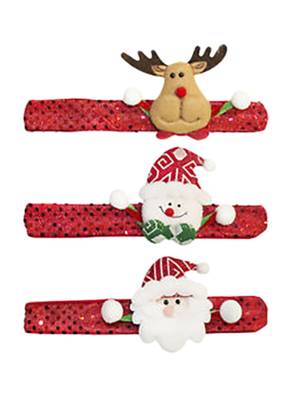 Merry Christmas Christmas Wristband, 3 Pieces, Red