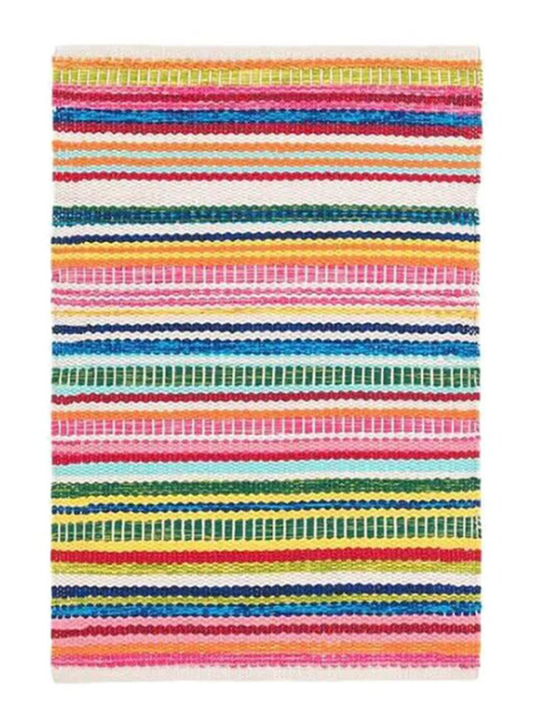 

Cherrypick Rectangle Rainbow Cotton Handloom Rug, Multicolour