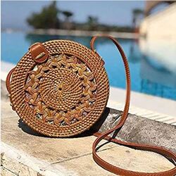 Cherrypick - Handmade Eco Bamboo Boho Basket Bag - Brown