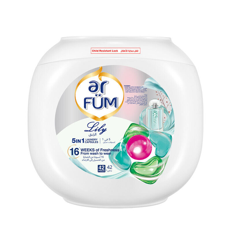 

ArFum PODS, 5-in-1 Laundry Detergent Capsules with 16 Weeks of Long-Lasting Fragrance Capsules, 42 Pods, Lily