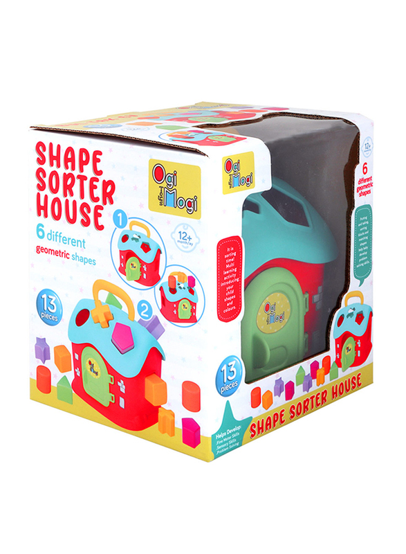 Ogi Mogi Shape Sorter House Toy Set, 13 Pieces, Ages 1+, Multicolour
