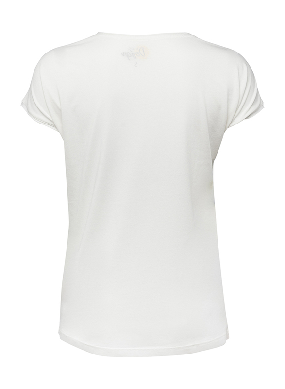 BiggDesign Fertility Fish Short Sleeve T-Shirt for Women, Large, White/Pink/Green
