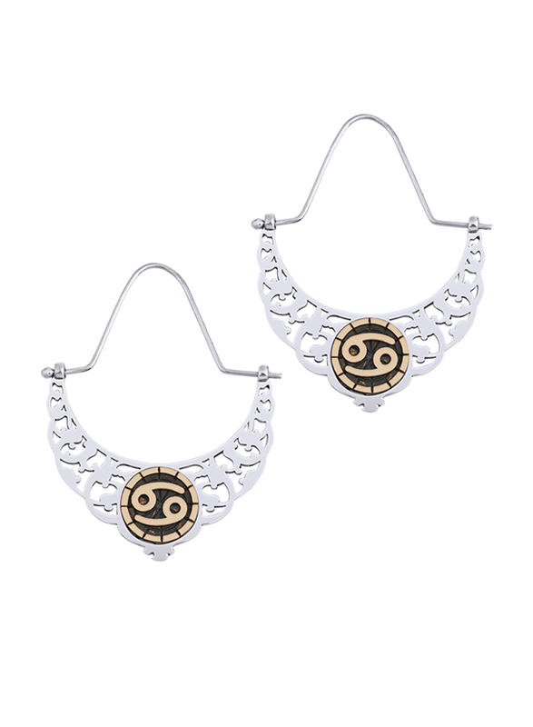 BiggDesign 925 Sterling Silver Cancer Hoop Earrings for Women, Silver