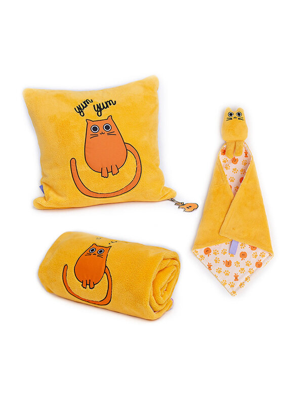 

Milk&Moo Tombish Cat Baby Blanket Set, 3 Pieces, Yellow