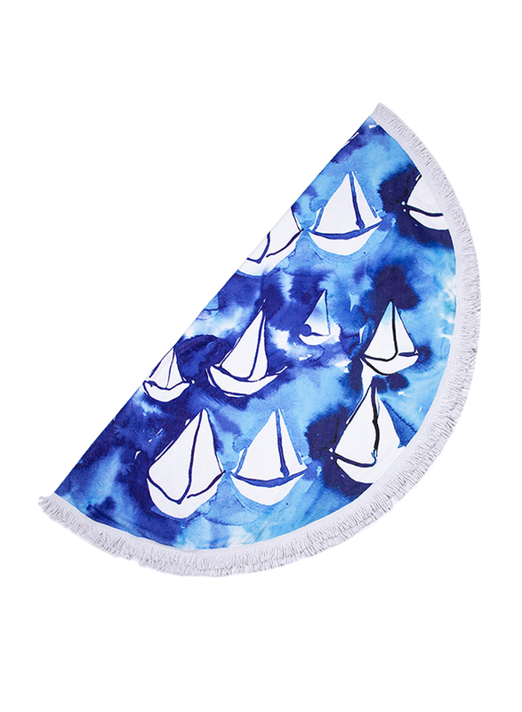 Anemoss Sail Boat Round Beach Towel, Multicolour