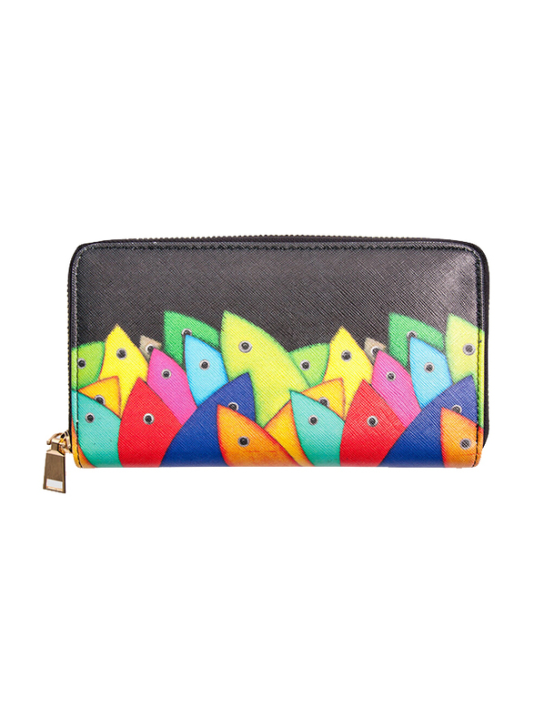 BiggDesign Fish Motif Zip Around Wallet for Women, Multicolour