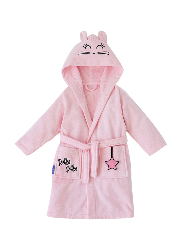 Milk & Moo Chancin Velvet Hooded Robe for Kids, Pink