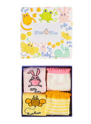 Milk & Moo Yellow Buzzy Bee and Pink Rabbit Chancing 4 In 1 Baby Socks, 12-24 Months, Multicolour