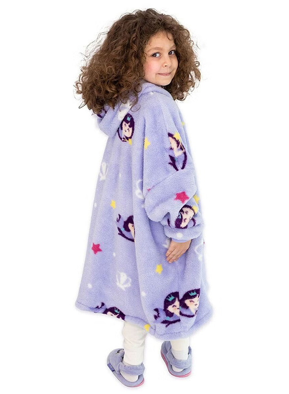 Milk & Moo Little Mermaid Wearable Hooded Blanket with Pouch, Purple