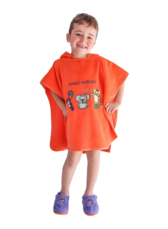 Milk & Moo Open Sided Ultra Soft & Absorbent Hooded Beach Towel, 4-6 Years, Orange