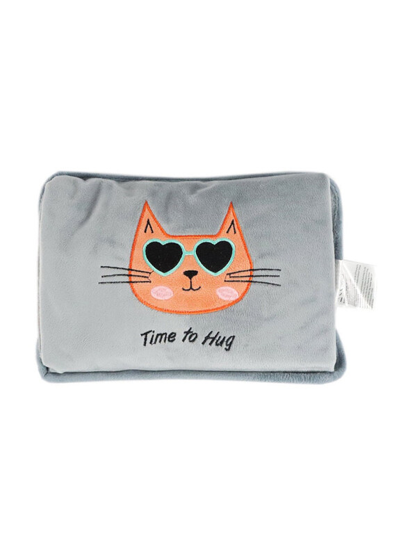 

BiggDesign Huggy Cat Electric Hot Water Bottle with Soft Cover Rechargeable Hot Water Bag, Grey