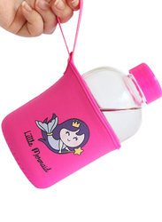 Milk & Moo Little Mermaid Kids Glass Water Bottle, 600ml, Pink