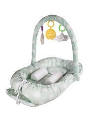 Babyjem Portable Baby Bed with Toys, 0-6 Months, Green