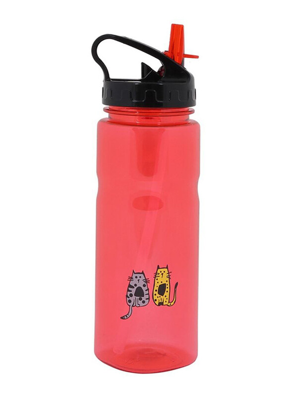 Biggdesign 650 Cats Design Tritan Water Bottle, Red