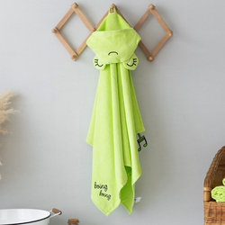 Milk & Moo Cacha Frog Velvet Hooded Towel for Babies, Green