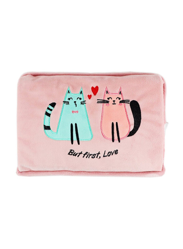 

BiggDesign Love Cat Electric Hot Water Bottle with Soft Cover Rechargeable Hot Water Bag, Pink