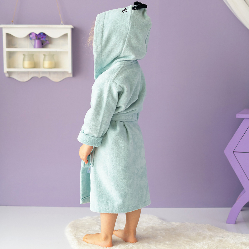 Milk & Moo Sangaloz Velvet Hooded Robe for Kids, Blue