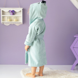 Milk & Moo Sangaloz Velvet Hooded Robe for Kids, Blue