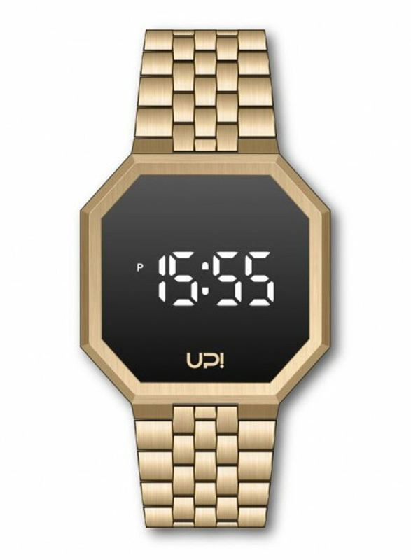 UpWatch Edge Digital Watch for Unisex with Stainless Steel Band, Water Resistant, Gold-Black