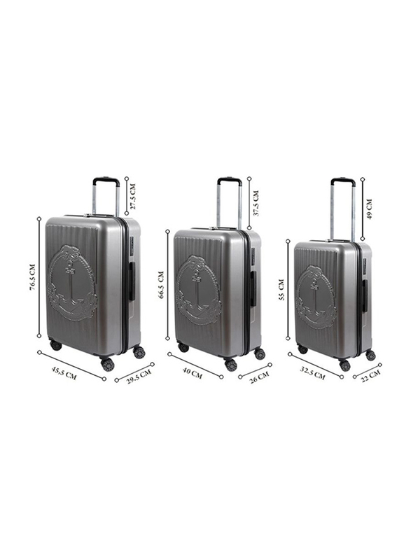 Biggdesign 3-Piece Ocean Design Carry On Luggage Set, Grey