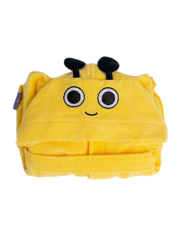 Milk&Moo Buzzy Bee Velvet Hooded Bathrobe, 2-4 Years, Yellow