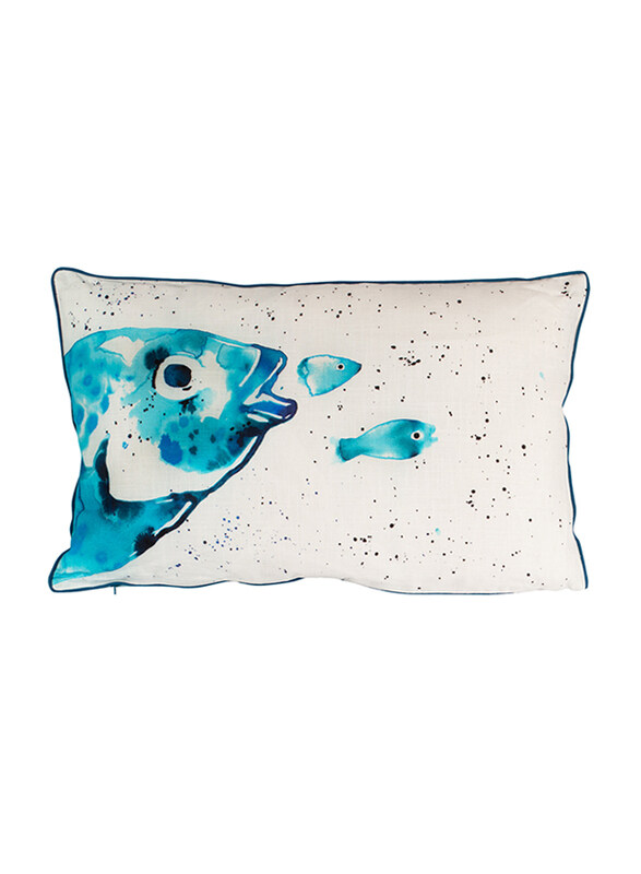 BiggDesign Anemoss Bream Patterned Rectangle Pillow, White