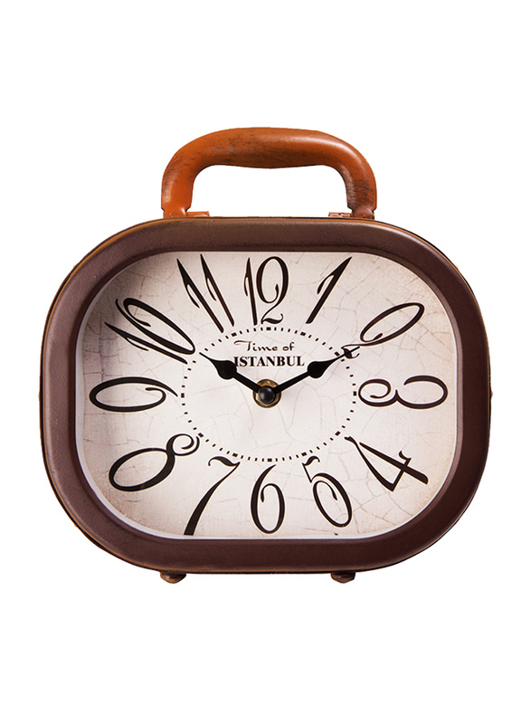 Xoom Suitcase Table Clock, Brown
