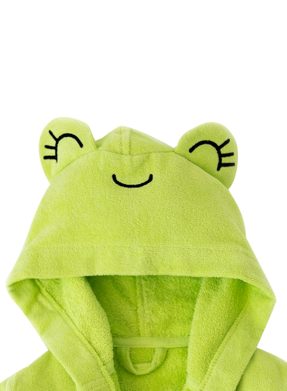 Milk & Moo Cacha Frog Velvet Hooded Robe for Kids, Green